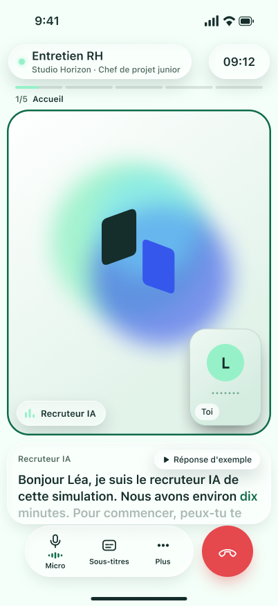 Hopali product design screen where the recruiter is speaking